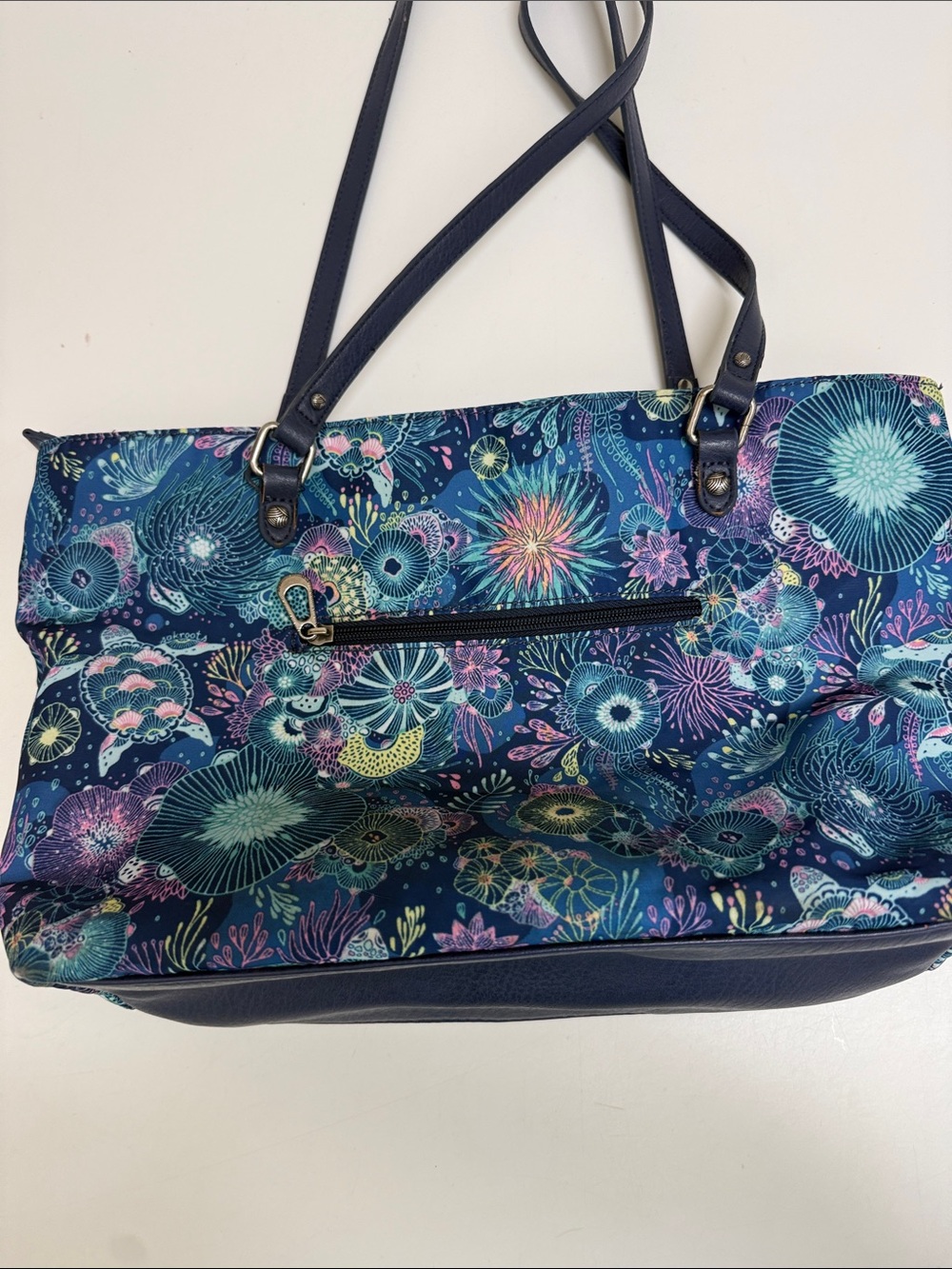 Sakroots Navy Multicolor Floral Tote with Tassel Charm - Picture 8 of 11